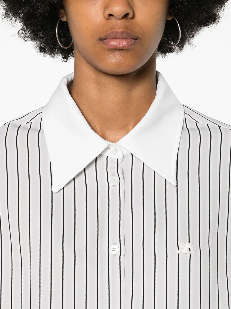 полосатая рубашка с нашивкой-логотипом 5