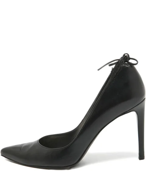 100mm leather heeled pumps