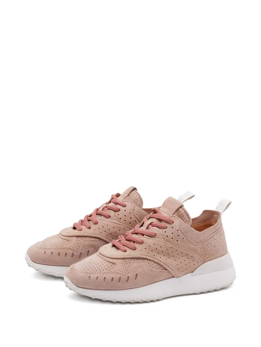 pre-owned suede perforated sneakers 7