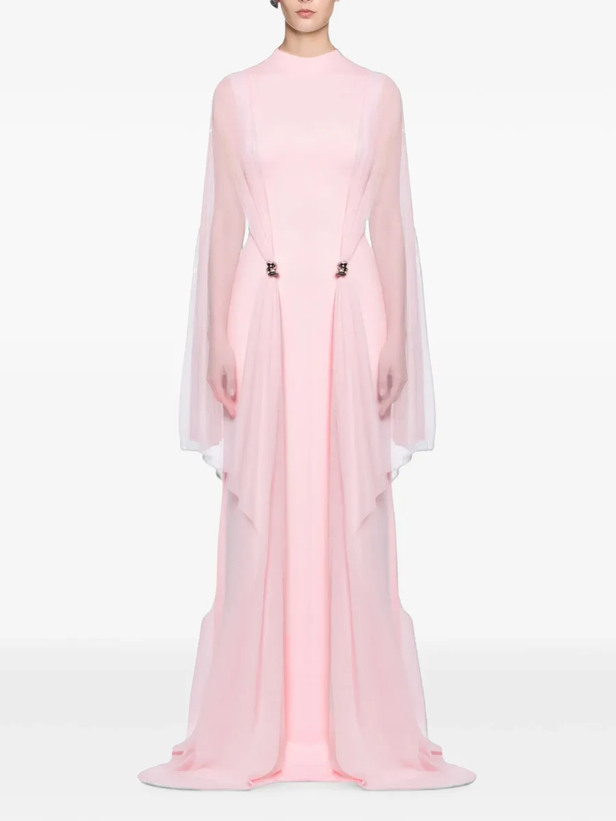 Khaju cape-overlay gathered maxi dress 2