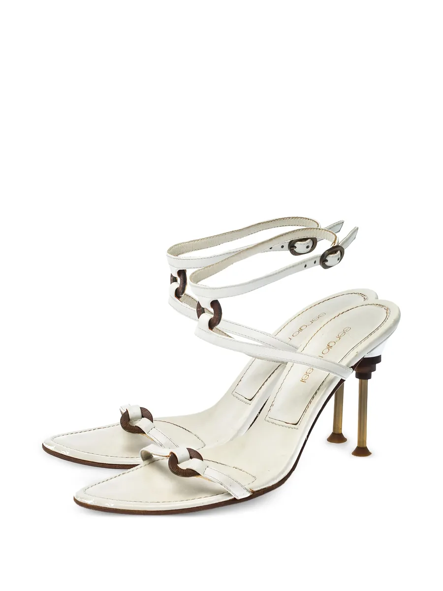 pre-owned 95mm leather sandals 3