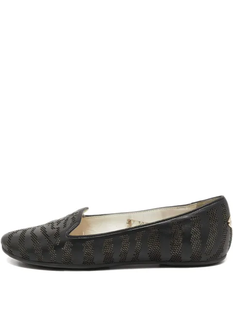 leather striped-pattern loafers