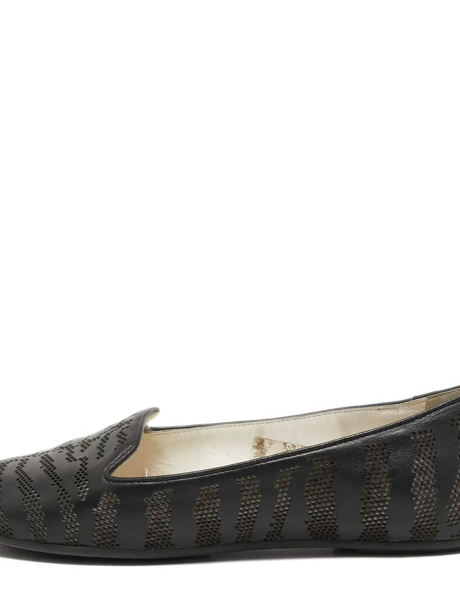 leather striped-pattern loafers 4