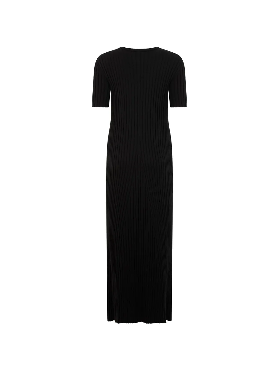 ribbed-knit short-sleeve maxi dress 2