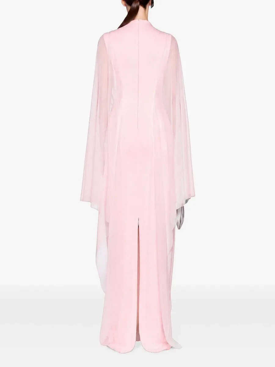 Khaju cape-overlay gathered maxi dress 4