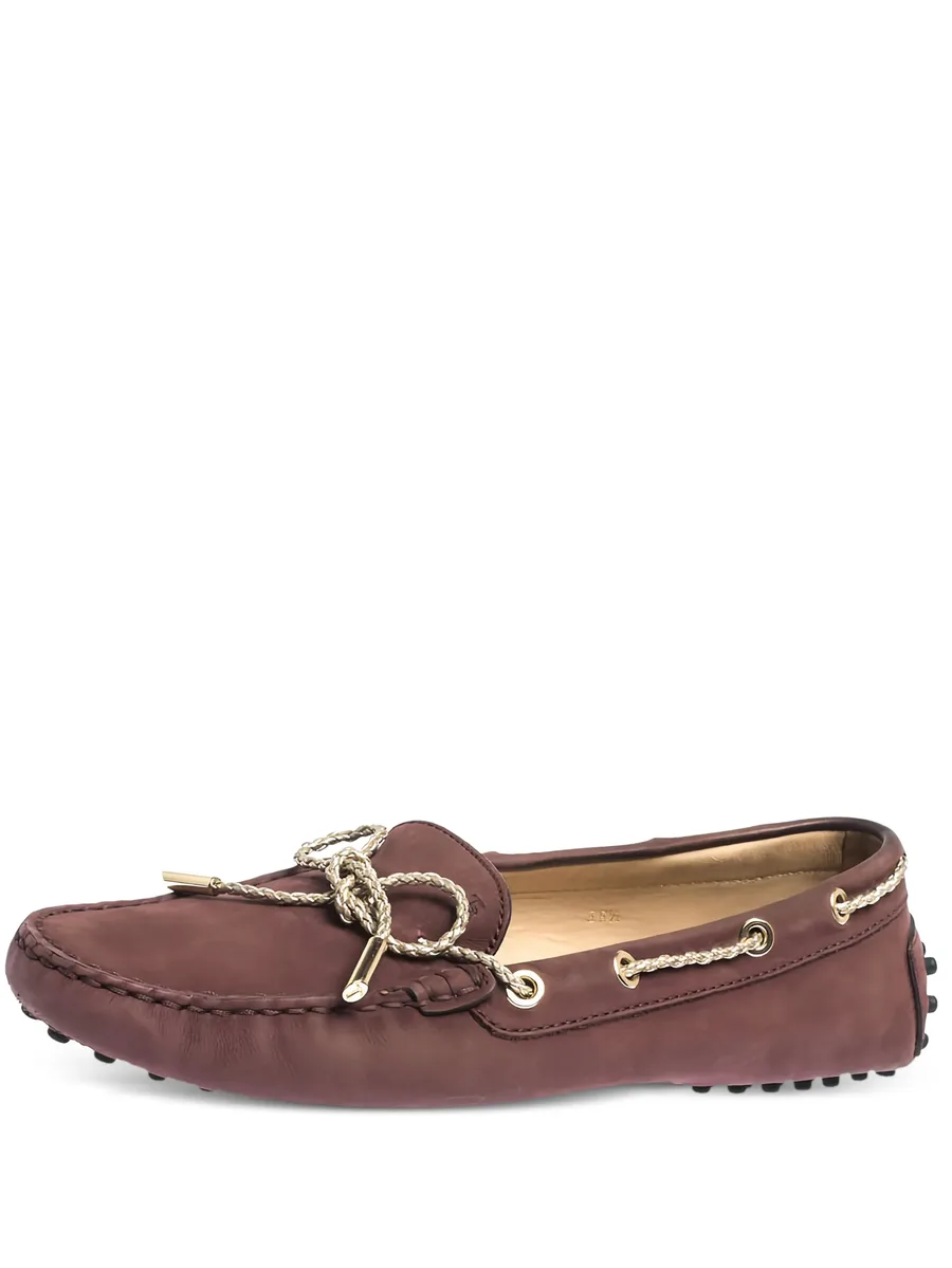 bow Nubuck-leather loafers 2
