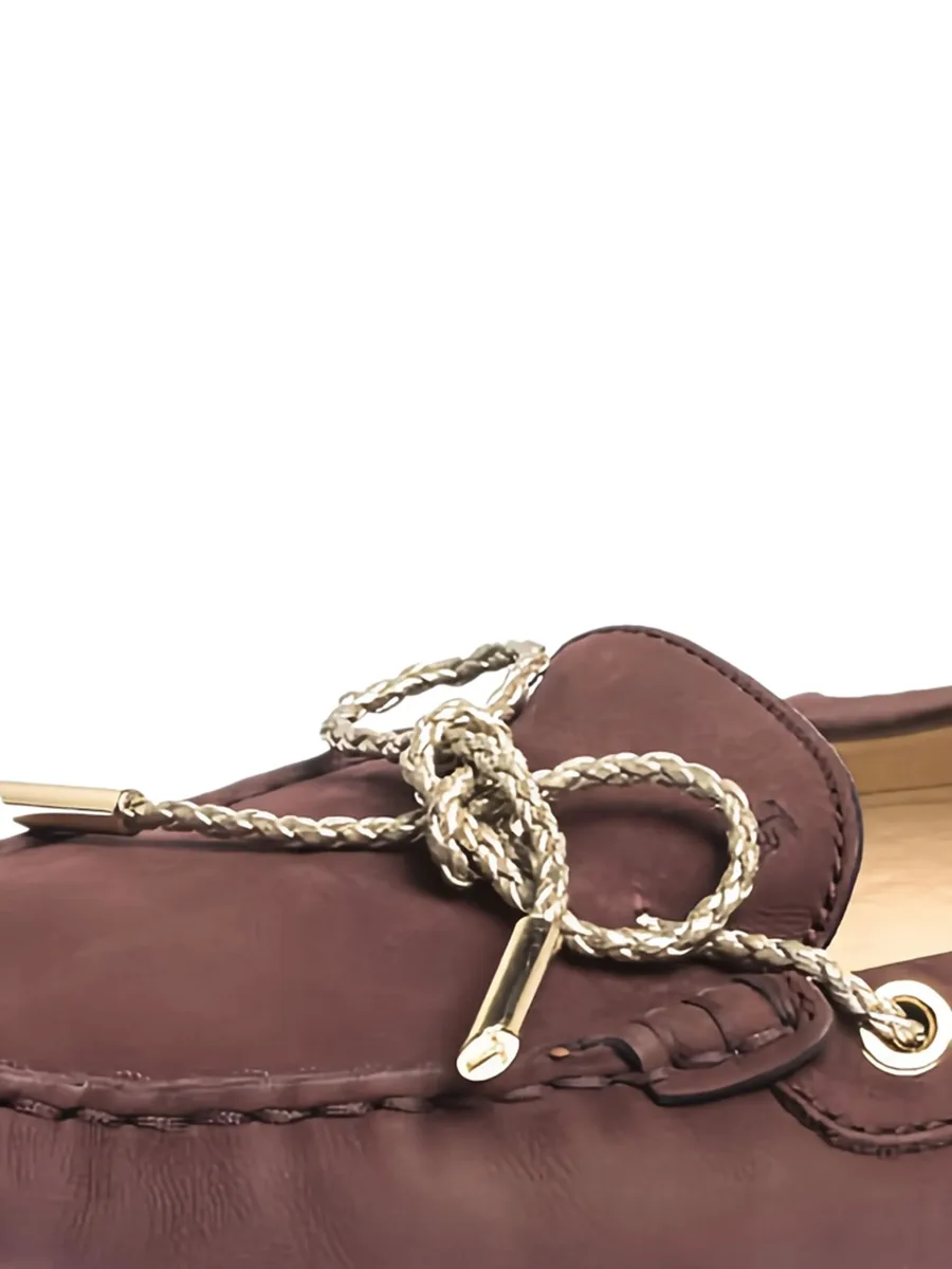 bow Nubuck-leather loafers 4
