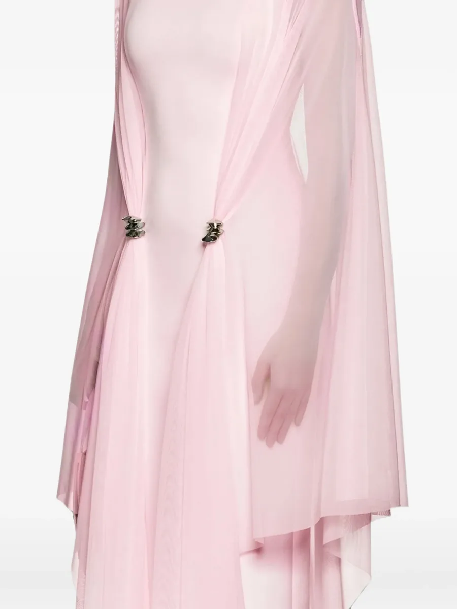 Khaju cape-overlay gathered maxi dress 5