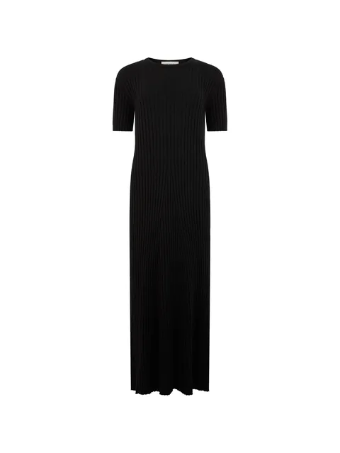 ribbed-knit short-sleeve maxi dress