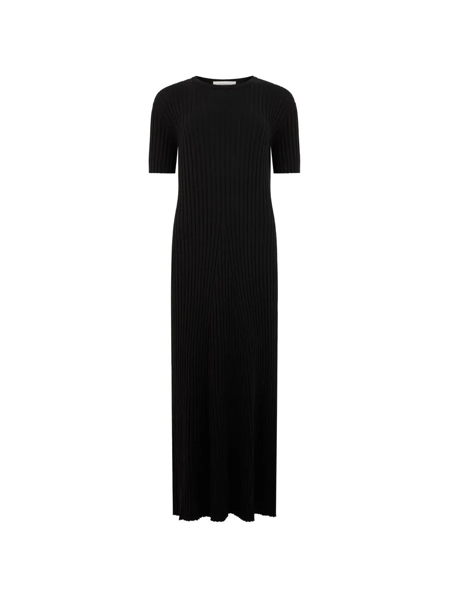 ribbed-knit short-sleeve maxi dress 1