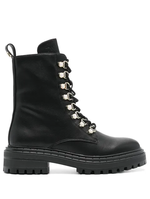 embellished lace-up boots