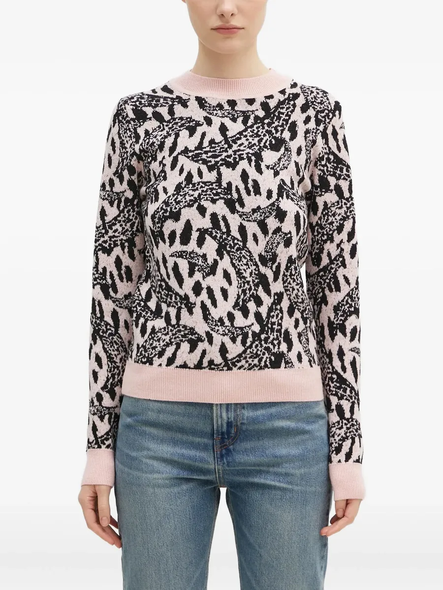 leopard-jacquard crew-neck sweater 4