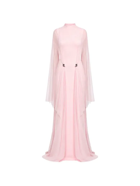 Khaju cape-overlay gathered maxi dress