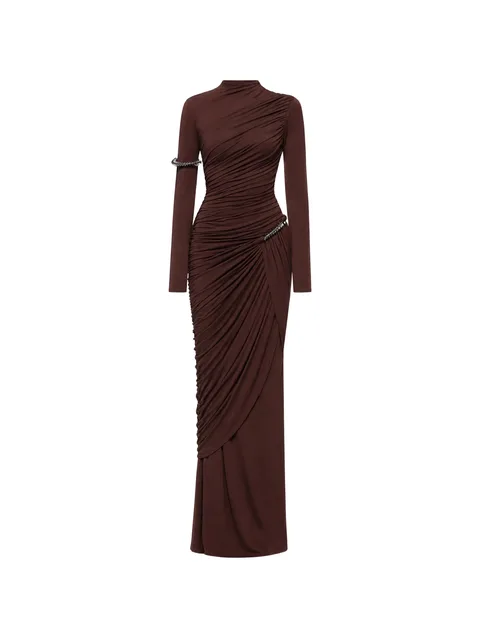 CDAM33 asymmetrical ruched maxi dress