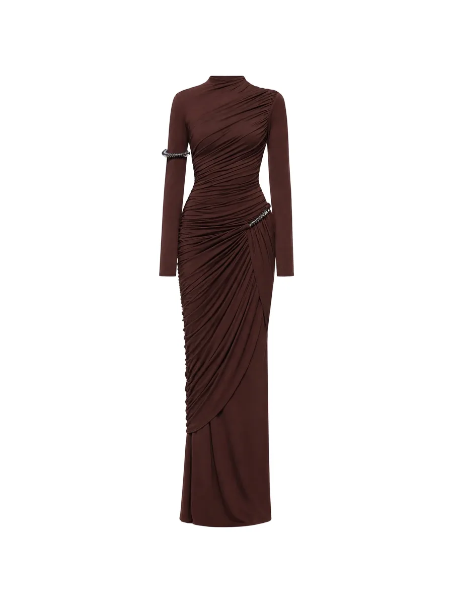 CDAM33 asymmetrical ruched maxi dress 1