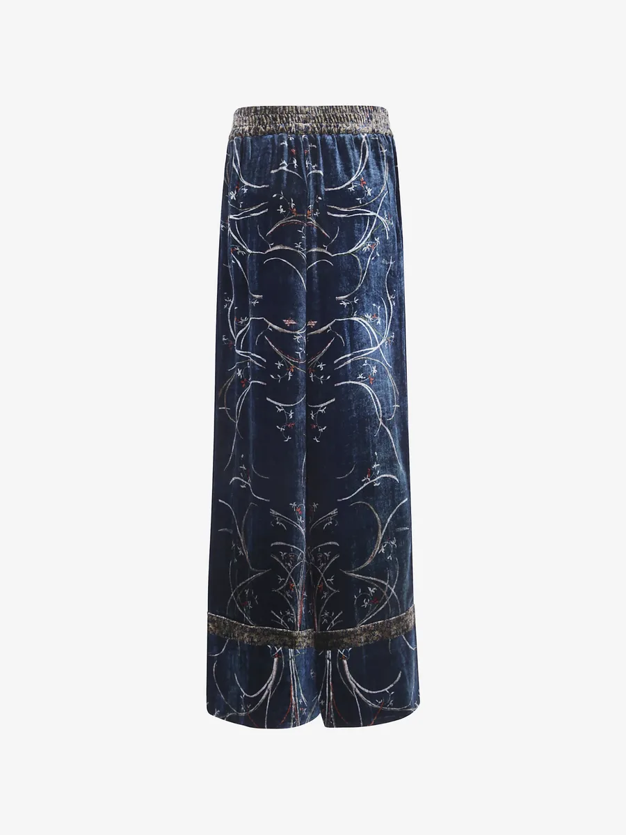 floral-print velvet trousers 2