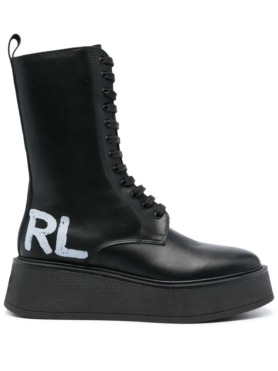logo-print combat boots 1