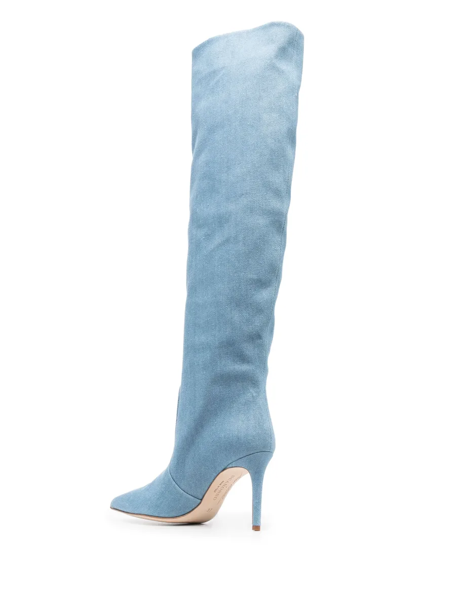 denim 85mm thigh-high boots 6