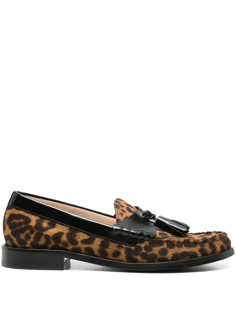leopard-print tassel loafers