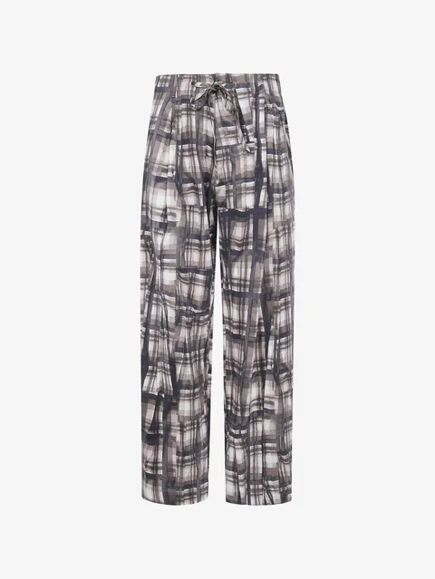 plaid straight-leg trousers