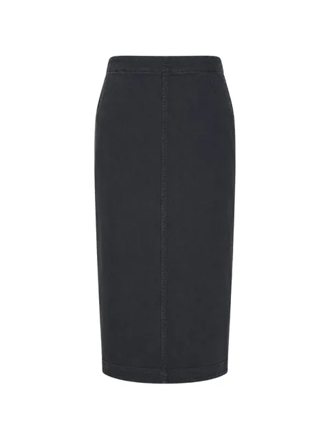 zip-fastening denim midi skirt