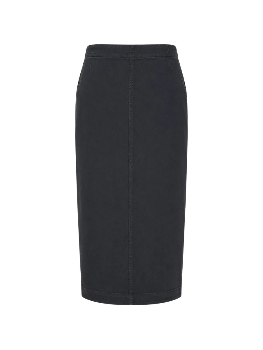 zip-fastening denim midi skirt 1