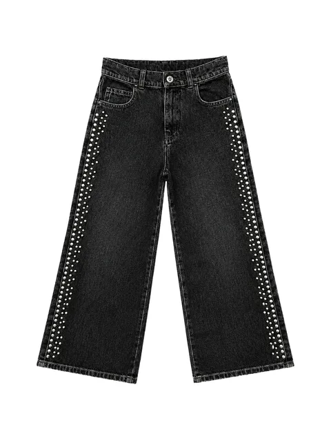 stud-embellished logo-pattern jeans