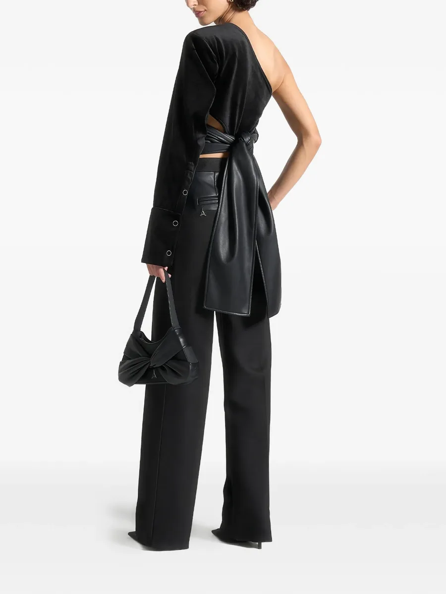 Coralie - one sleeve velour wrap top - brown 5