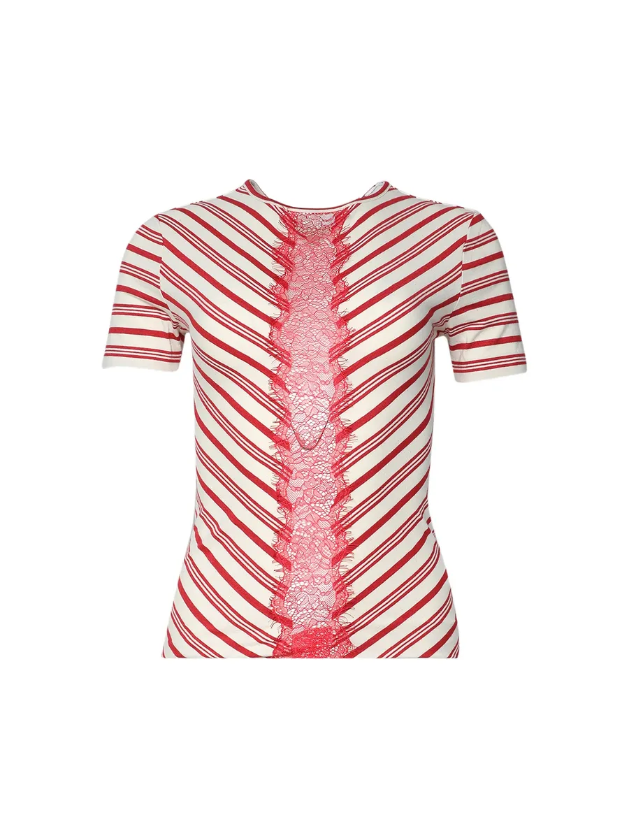 Mavis lace-trimmed striped T-shirt 2