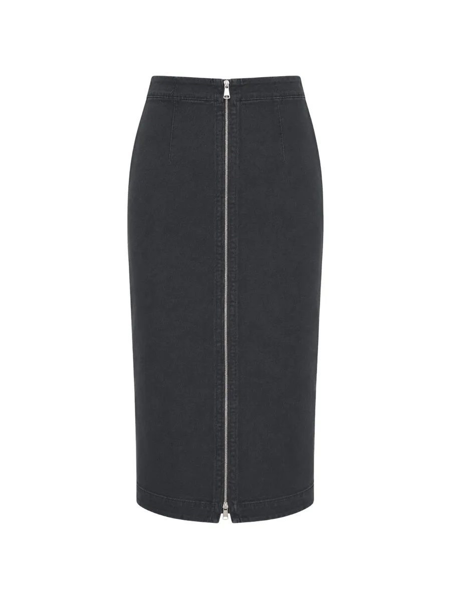 zip-fastening denim midi skirt 2
