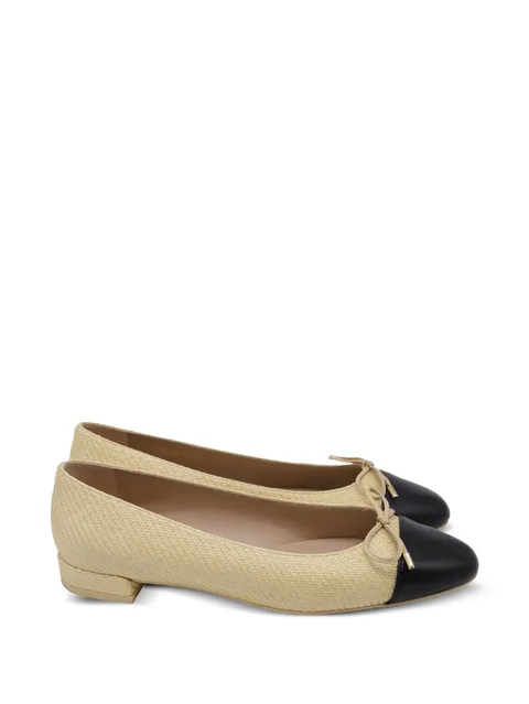 Bow raffia ballet flats