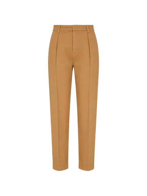 pleated straight-leg trousers