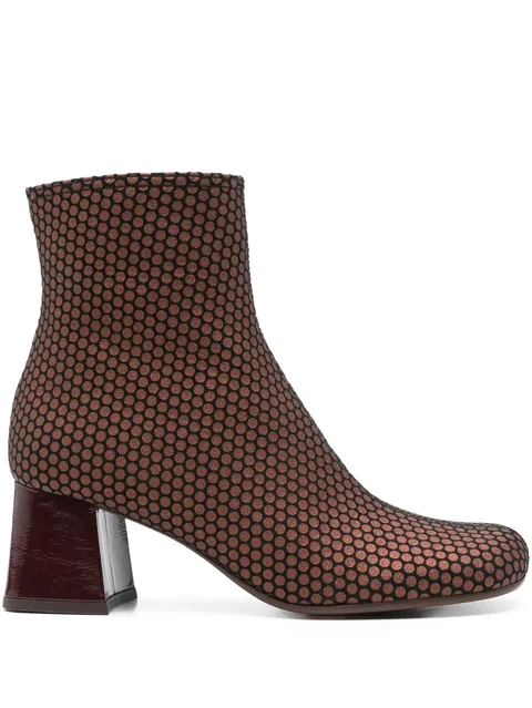 60mm perforated leather block-heel boots