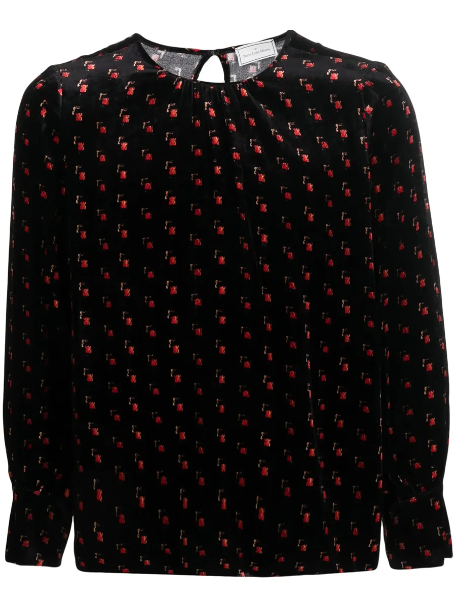 velour graphic-print blouse 1