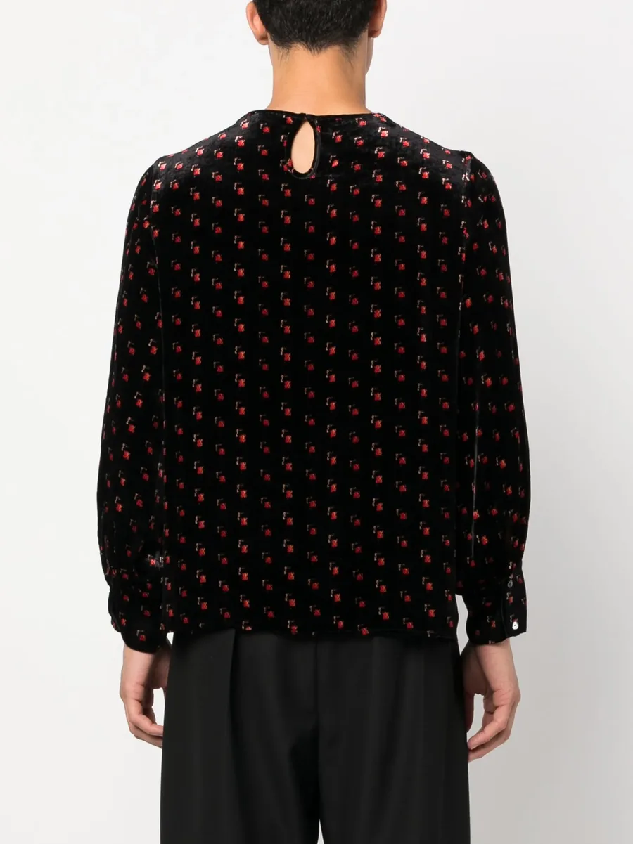 velour graphic-print blouse 9