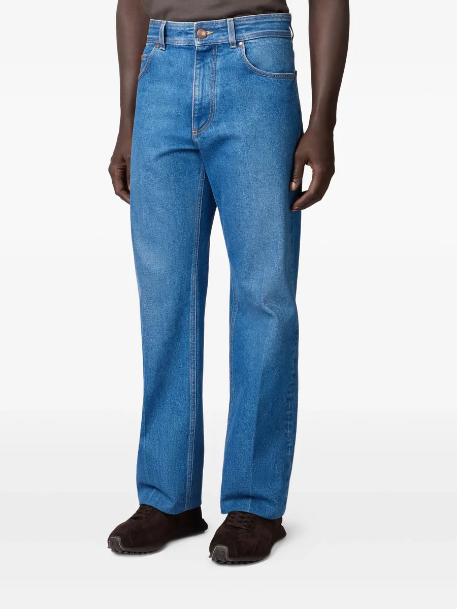 leather-patch five-pocket jeans 6