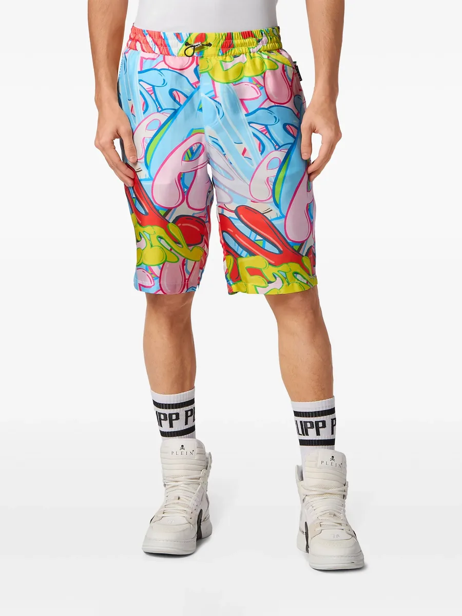 Bombing Graffiti silk bermuda shorts 6
