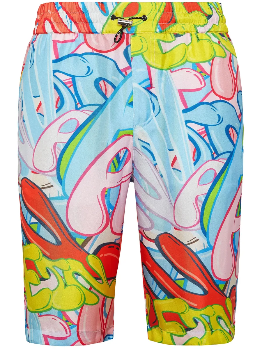 Bombing Graffiti silk bermuda shorts 2