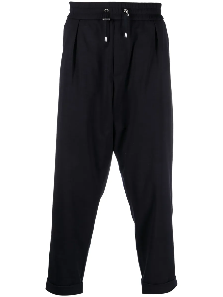 embossed-button drawstring-waist trousers 1