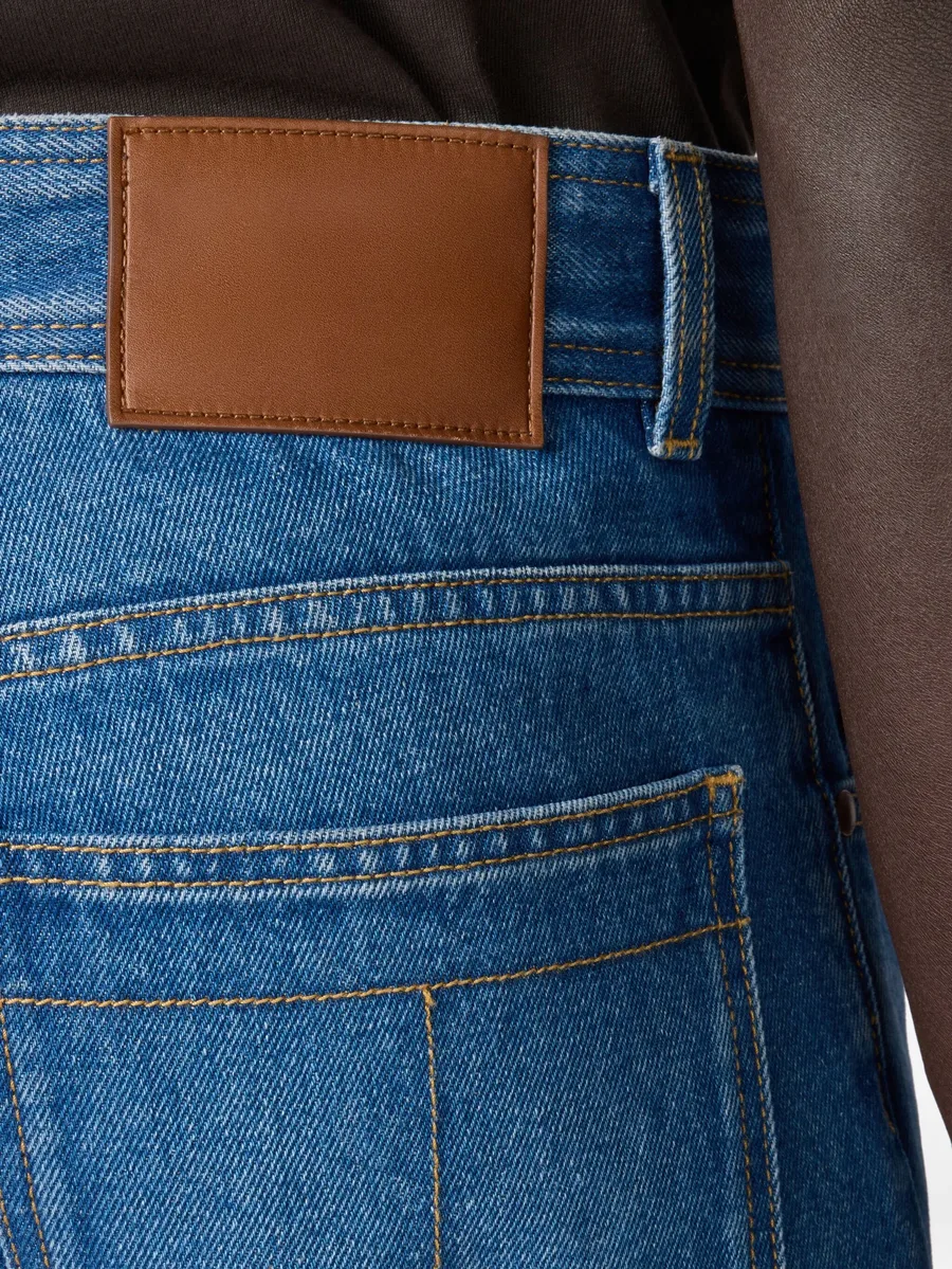 leather-patch five-pocket jeans 10