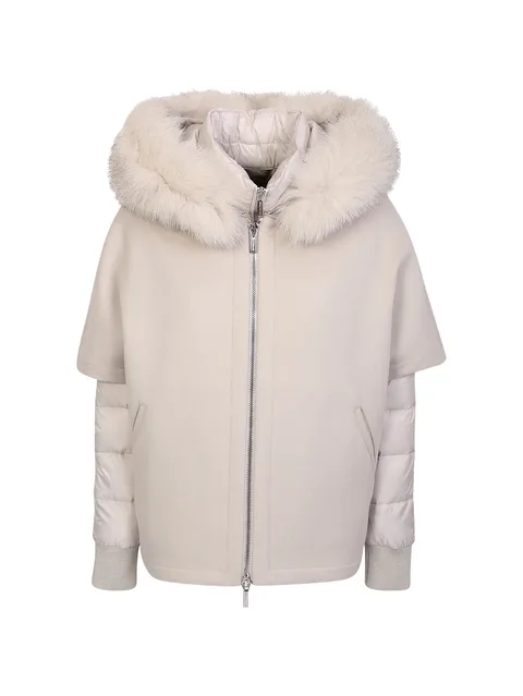 Pegaso fur-trim hooded jacket