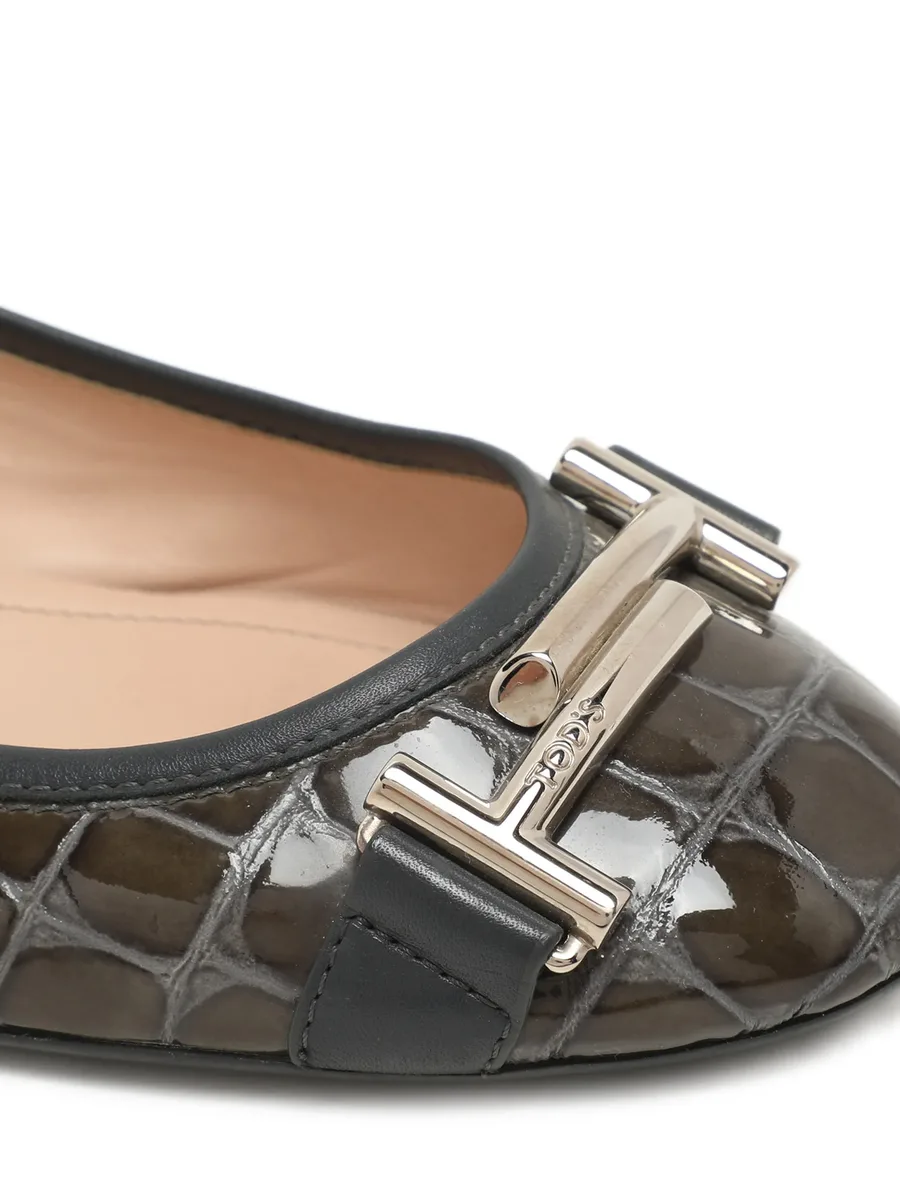 crocodile-embossed leather ballet flats 7
