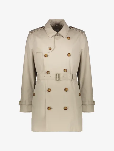 double-breasted belted trench coat