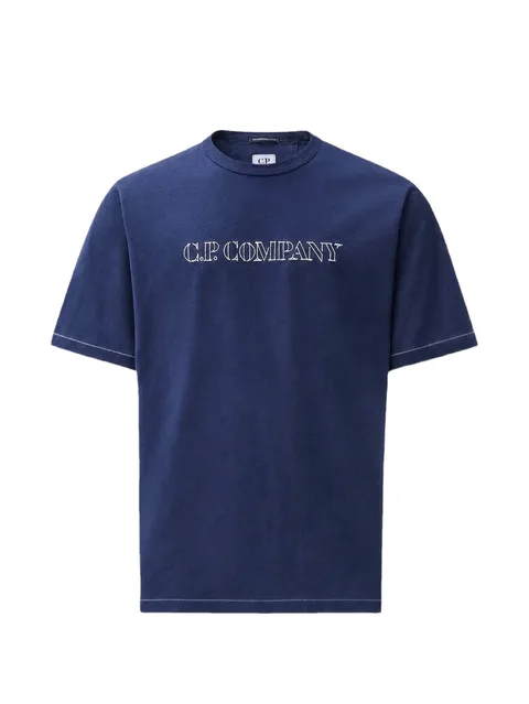 30/2 mercerized-jersey twisted short-sleeve logo T-shirt
