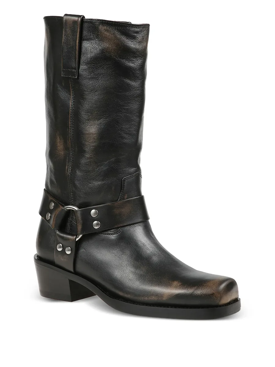 aged-effect buckle boots 4