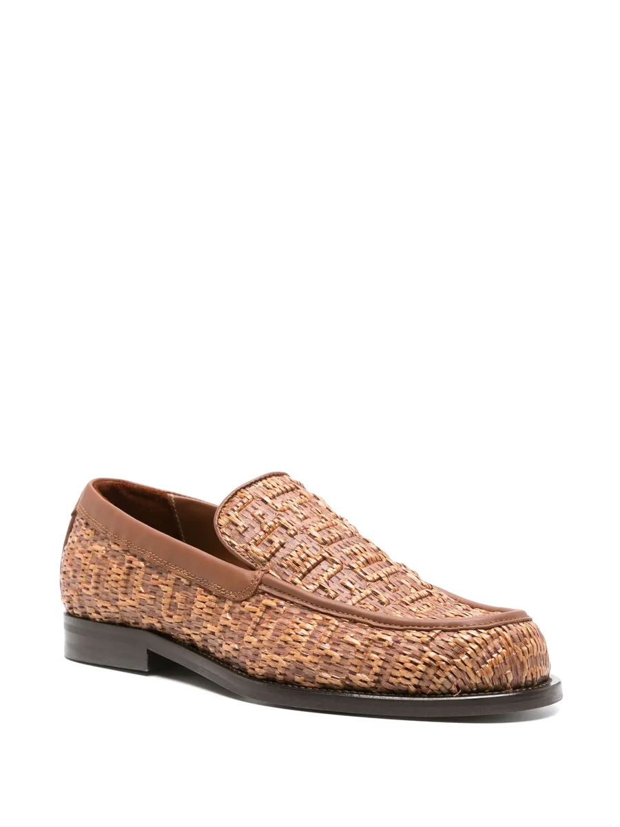 monogram-embossed raffia loafers 3