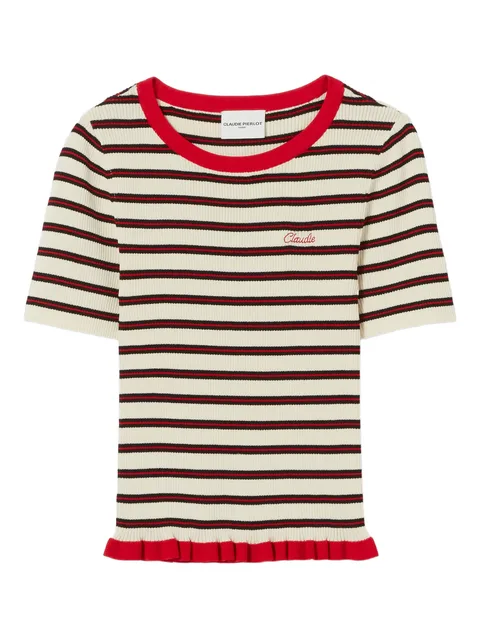 полосатая футболка с вышитым логотипом