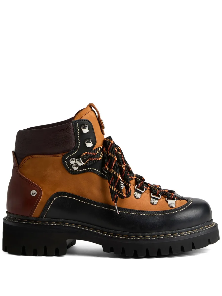 panelled leather hiking boots 1