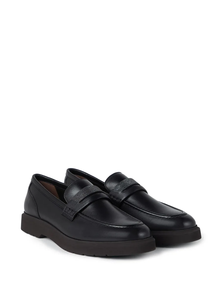 monili-embellished leather penny loafers 3