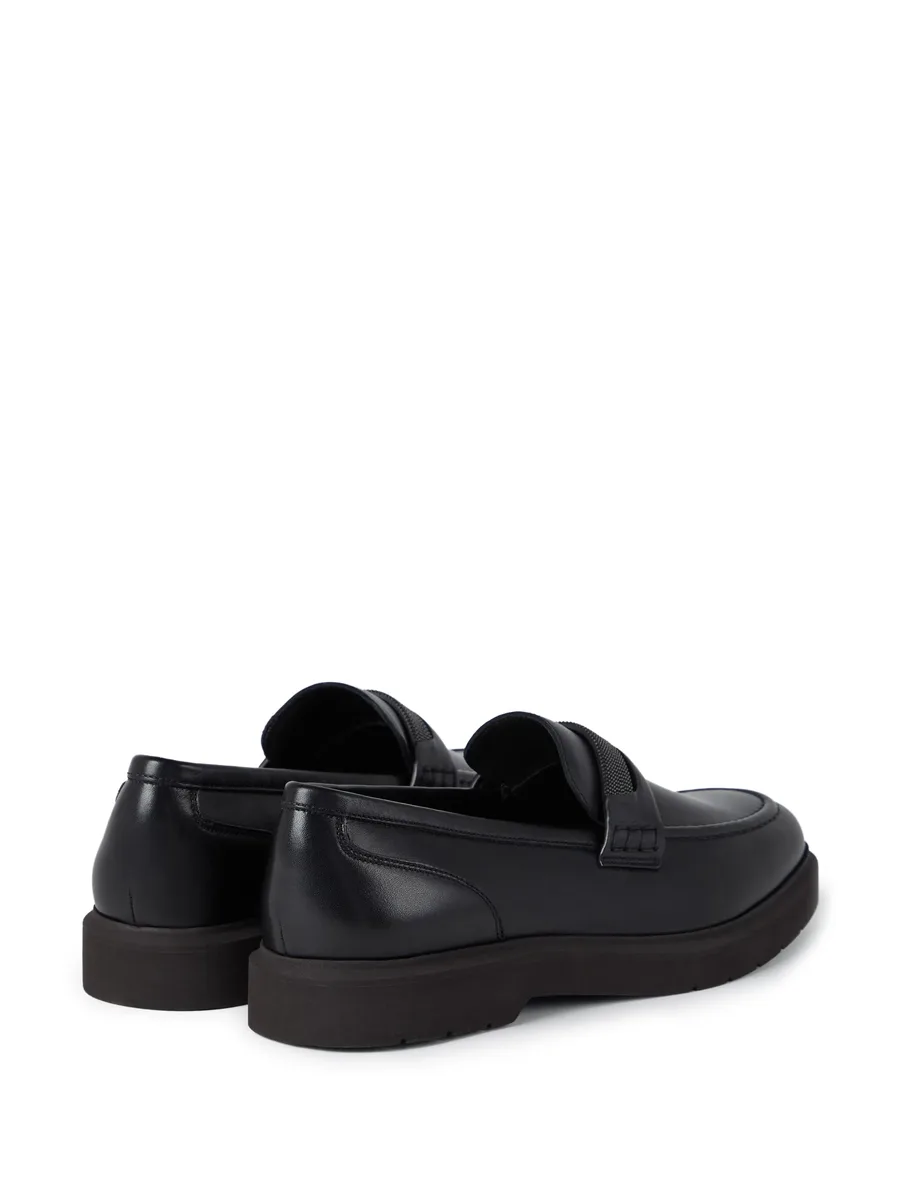 monili-embellished leather penny loafers 5